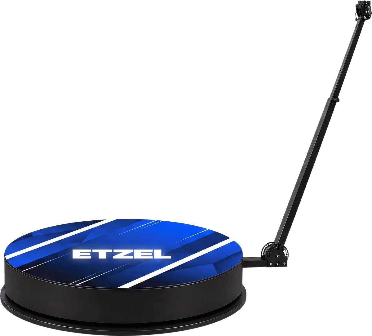 360 camera platform with rotating boom arm, shown in a Etzel custom wrap